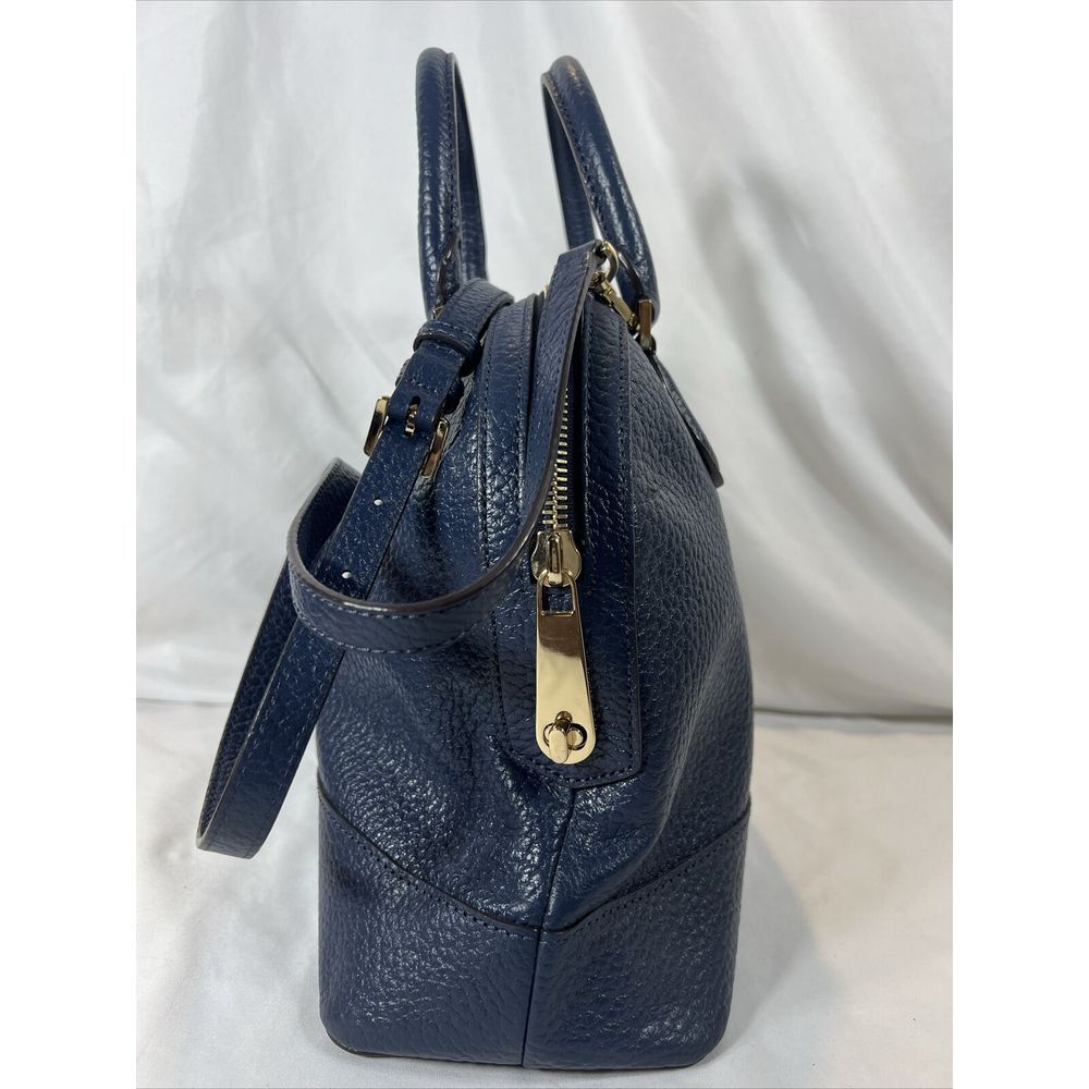 Michael Kors Large Dome Satchel Leather Handbag - Pebbled Navy - Picture 4 of 16